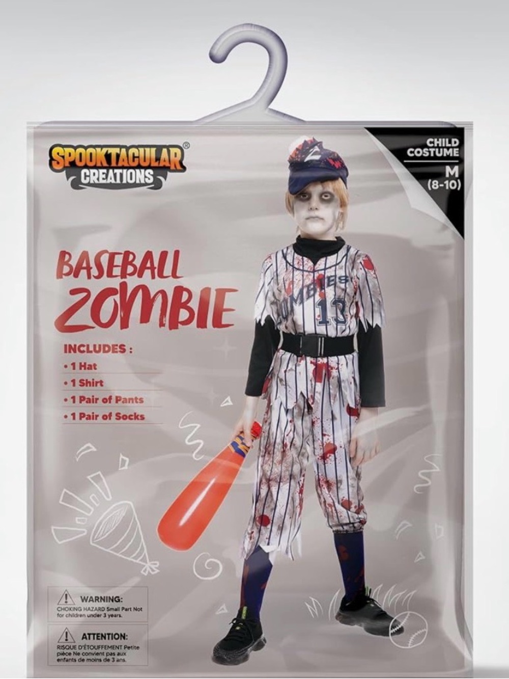 Spooktacular Creations Baseball Zombie Kids Costume - White/Red (M)